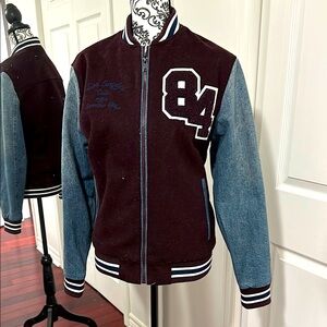 American Rag Brown and Blue Bomber Varsity Jacket